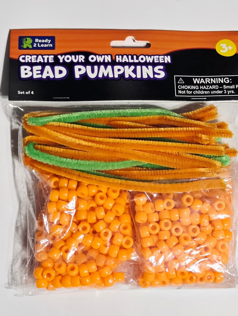 Ready 2 Learn Halloween Bead Pumpkins Craft Kit Set of 4 Kids DIY New